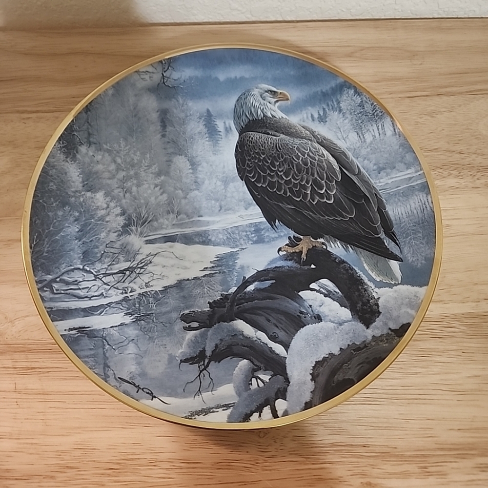 WINTER IN THE VALLEY collector plate BALD EAGLE John Pitcher Plate 3924F.